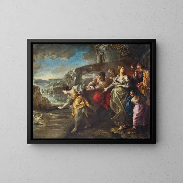 The Discovery of Moses - Neapolitan School — framed artwork on a wall