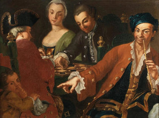 Neapolitan School - Two Gentlemen And A Lady Playing Chess While They Are Robbed.webp