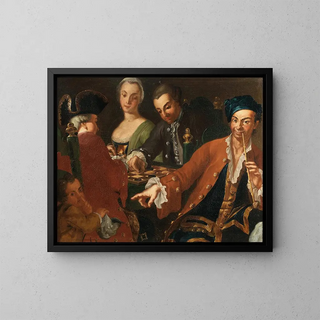 Neapolitan School - Two Gentlemen And A Lady Playing Chess While They Are Robbed.webp