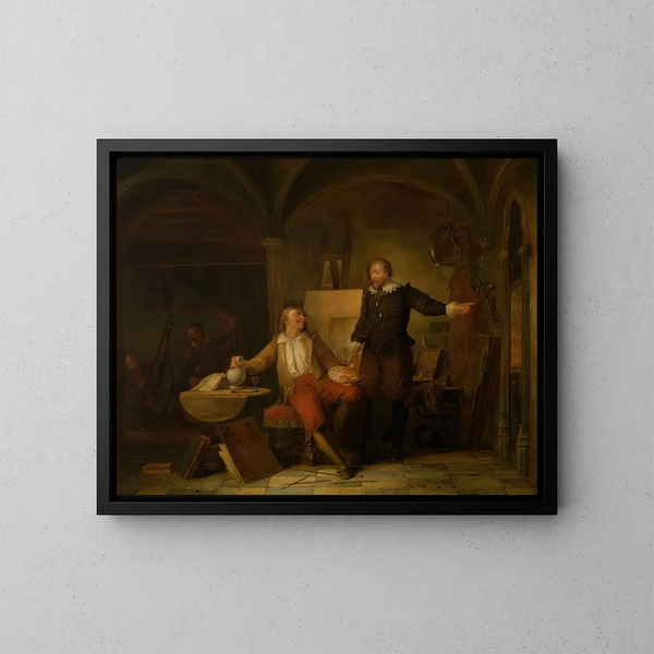 L'Atelier del pintor Joos van Craesbeeck - Nicaise De Keyser — cuadro enmarcado en la pared