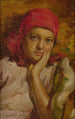 retrato de una joven con pañuelo rojo - Nicholas B. Haritonoff | B — vista de la obra