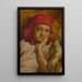 retrato de una joven con pañuelo rojo - Nicholas B. Haritonoff | B — cuadro enmarcado en la pared
