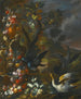 Nature morte en plein air con aves junto a una fuente esculpida adornada - Nicola Casissa — vista de la obra