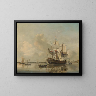 Nicolaas Baur - The Navys Frigate Rotterdam on the Maas off Rotterdam.webp