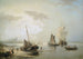 veleros en alta mar frente a la costa holandesa al amanecer - Nicolaas Riegen — vista de la obra