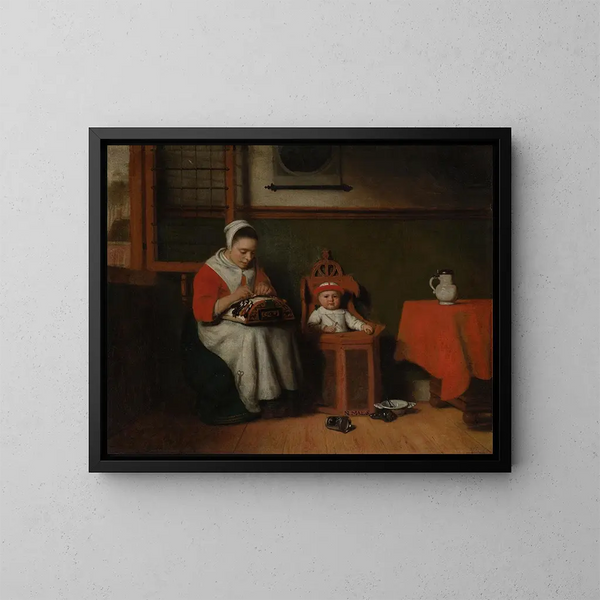 La Dentellière - Nicolaes Maes — framed artwork on a wall