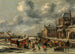 Winter landscape painting with skaters on an icy river - Nicolaes Molenaer — artwork view