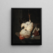 a white rooster and a pigeon on a stone table - Nicolaes van Gelder — framed artwork on a wall