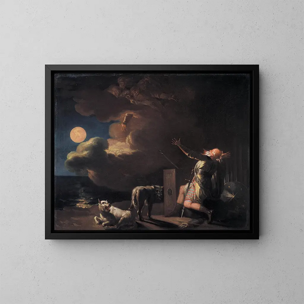 Fingal ve los fantasmas de sus antepasados a la luz de la luna - Nicolai Abildgaard — cuadro enmarcado en la pared