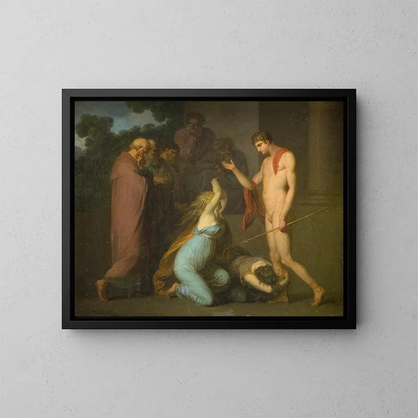 Ismène y Antígona abogan ante Teseo - Nicolai Abildgaard — cuadro enmarcado en la pared