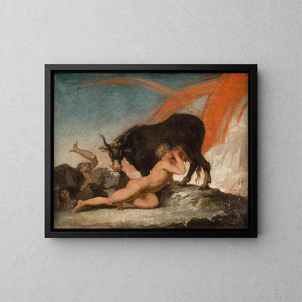Ymir tétant la vaca Audhumla - Nicolai Abildgaard — cuadro enmarcado en la pared