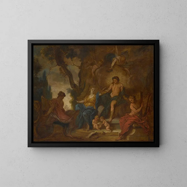 Apollon y las musas - Nicolas Bertin — cuadro enmarcado en la pared