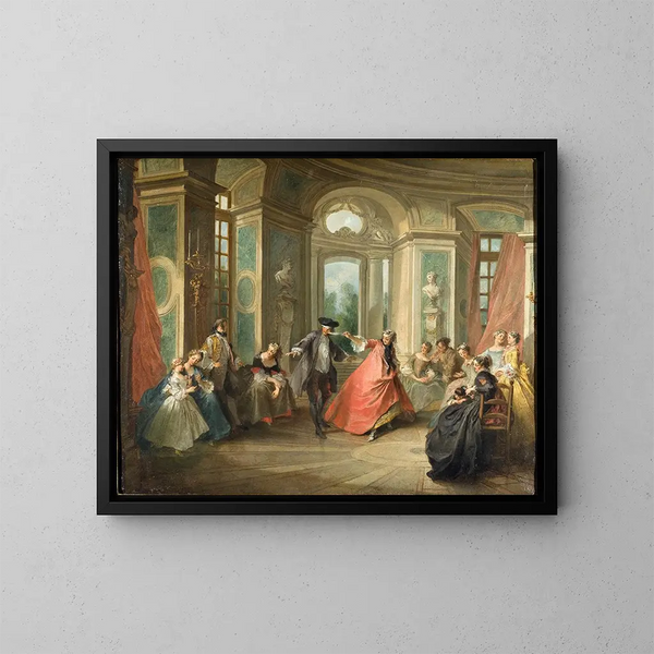 El juego del pañuelo - Nicolas Lancret — cuadro enmarcado en la pared
