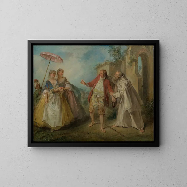 Las ocas del hermano Philippe - Nicolas Lancret — cuadro enmarcado en la pared