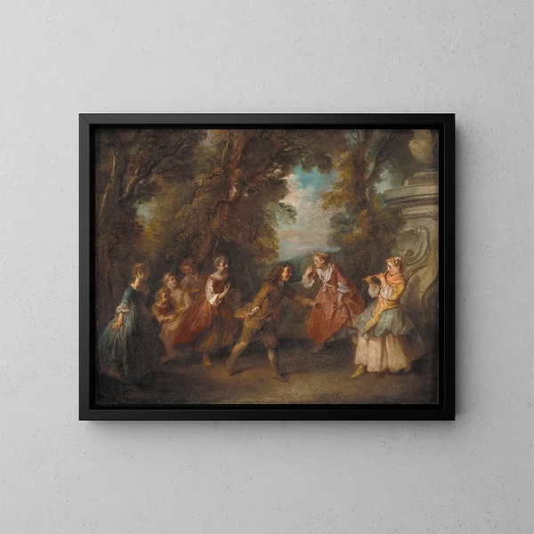 Niños jugando al aire libre - Nicolas Lancret — cuadro enmarcado en la pared