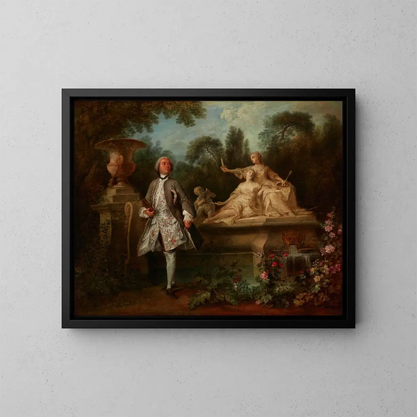 Retrato del actor Grandval - Nicolas Lancret — cuadro enmarcado en la pared
