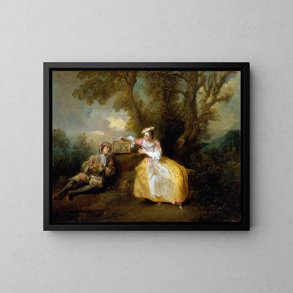 L'oiseau captif - Nicolas Lancret — cuadro enmarcado en la pared