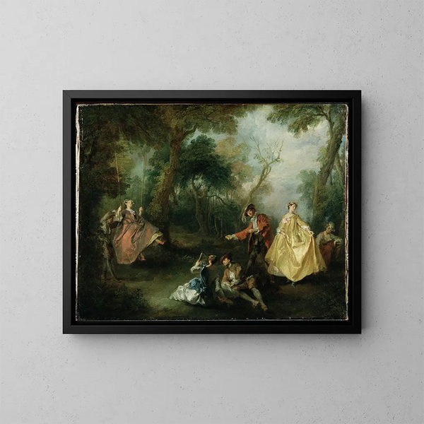 El Equilibrio - Nicolas Lancret — cuadro enmarcado en la pared