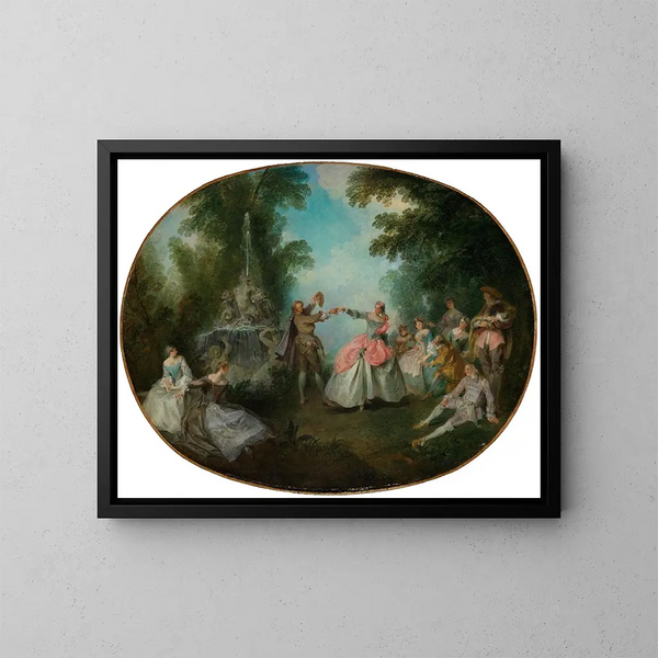 El minué - Nicolas Lancret — cuadro enmarcado en la pared