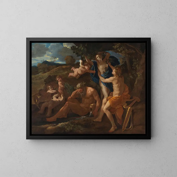 Apolo y Dafne - Nicolas Poussin — cuadro enmarcado en la pared