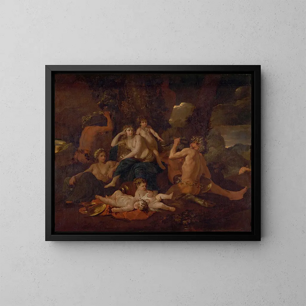 L'enfance de Bacchus - Nicolas Poussin — cuadro enmarcado en la pared