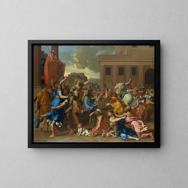 L'Enlèvement des Sabines - Nicolas Poussin — cuadro enmarcado en la pared
