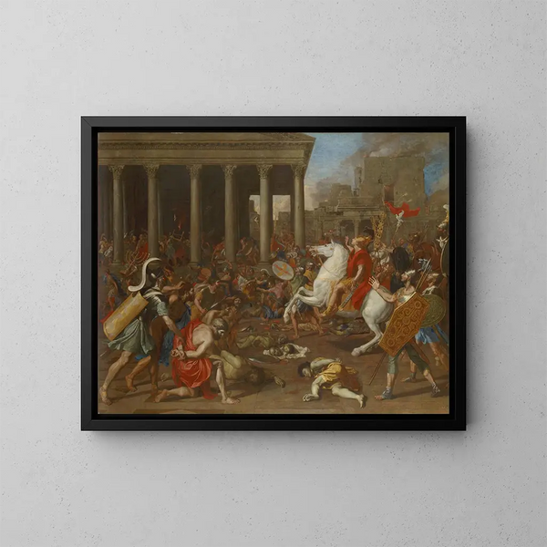 La conquista de Jerusalén por el emperador Tito - Nicolas Poussin — cuadro enmarcado en la pared
