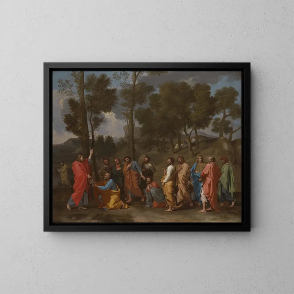 El sacramento de la ordenación: Cristo entregando las llaves a san Pedro - Nicolas Poussin — cuadro enmarcado en la pared