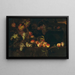 Raisins and peaches in a wicker basket with other fruits on a ledge, a landscape beyond - Nicolas de Largillière — framed artwork on a wall