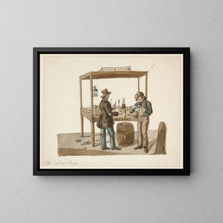 La stand de ostras - Nicolino Calyo — cuadro enmarcado en la pared