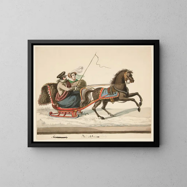 La fête du traîneau - Nicolino Calyo — framed artwork on a wall