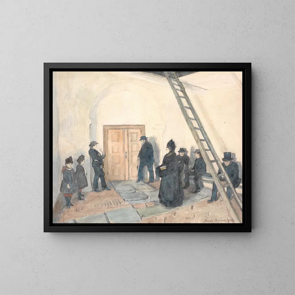 la granja de una iglesia de pueblo - Niels Bjerre — cuadro enmarcado en la pared