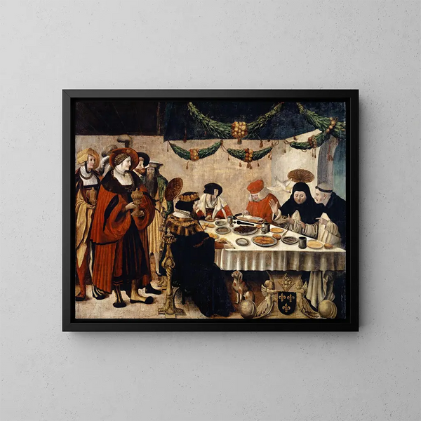 Saint Thomas d'Aquin en la mesa del rey Luis el Santo - Niklaus Manuel — cuadro enmarcado en la pared