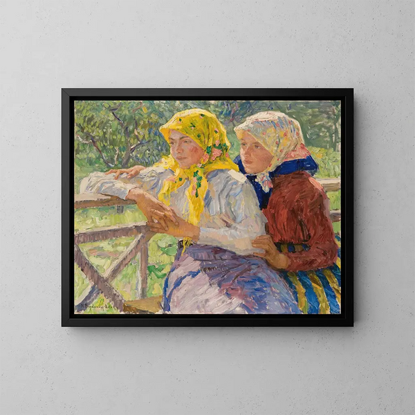 Filles latgaliennes - Nikolai Bogdanov-Belsky — cuadro enmarcado en la pared