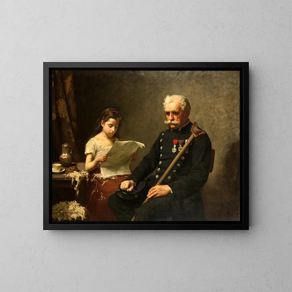 El abuelo recibe malas noticias de la guerra - Nils Forsberg — cuadro enmarcado en la pared