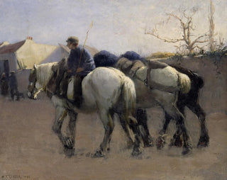 Nils Kreuger - French Village Street with Horses.webp
