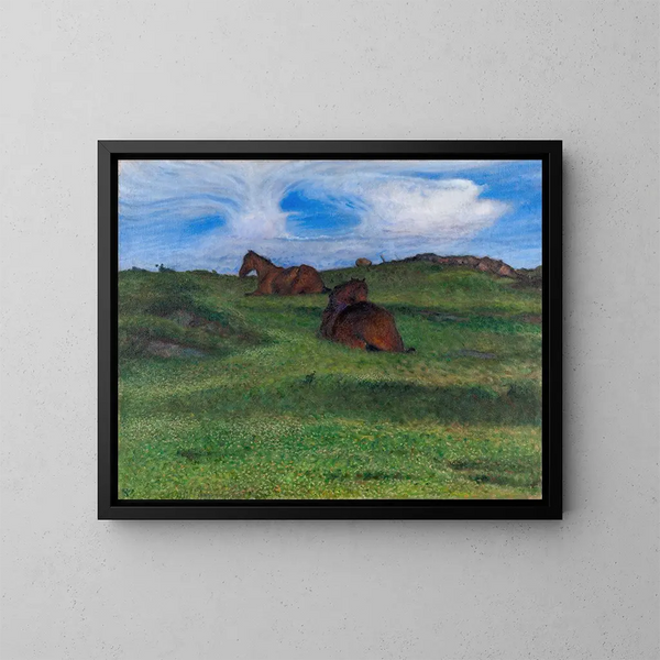 resting horses - Nils Kreuger — framed artwork on a wall