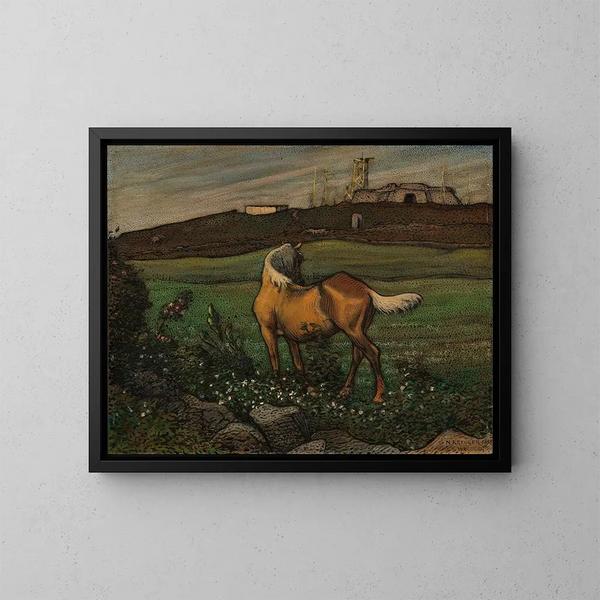 Yellow Horse - Nils Kreuger — framed artwork on a wall