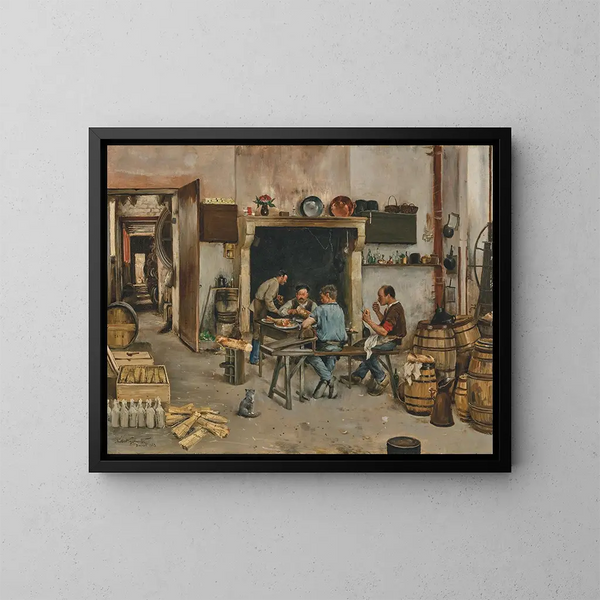 La comida de los obreros - Norbert Goeneutte — cuadro enmarcado en la pared