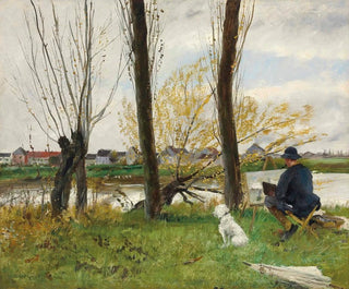 Norbert Goeneutte - Peintre Au Bord Dune Rivire.webp