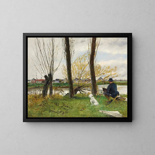 Norbert Goeneutte - Peintre Au Bord Dune Rivire.webp