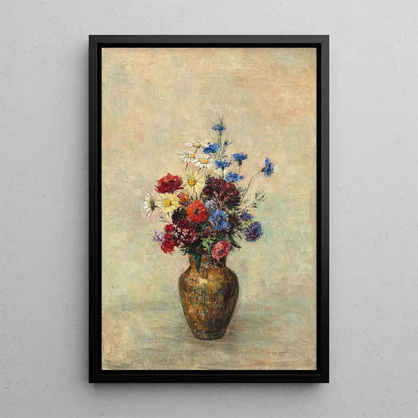 Flowers in a Vase - Odilon Redon — framed artwork on a wall