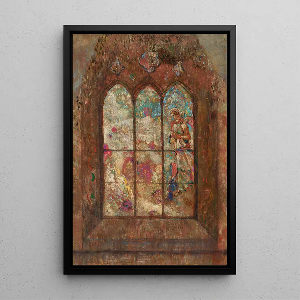 The Stained Glass - Odilon Redon — framed artwork on a wall