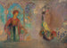 Mujer en una arcada gótica, mujer con flores - Odilon Redon — vista de la obra