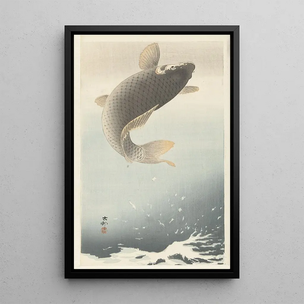 Carpe - Ohara Koson — cuadro enmarcado en la pared