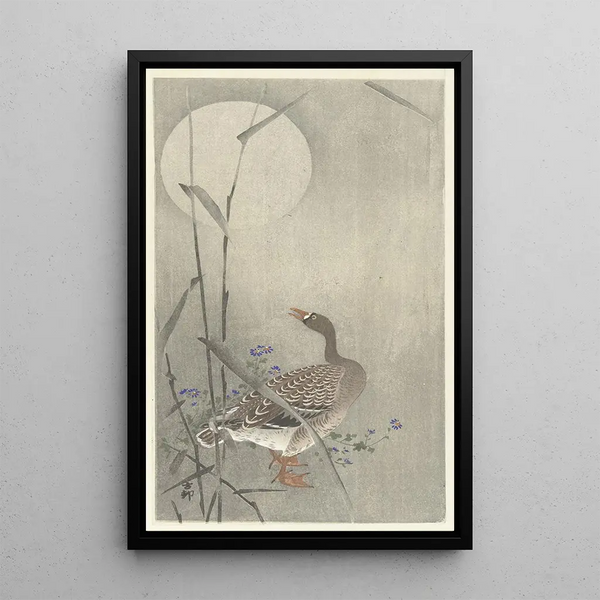 Oie a la luna llena - Ohara Koson — cuadro enmarcado en la pared