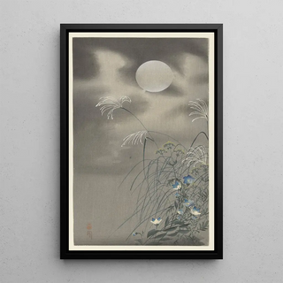 Ohara Koson - Grasses and flowers at full moon.webp