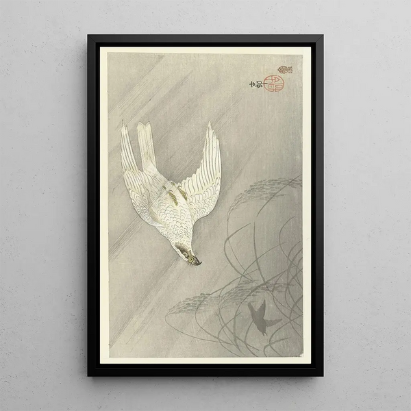 Halcón cazador - Ohara Koson — cuadro enmarcado en la pared