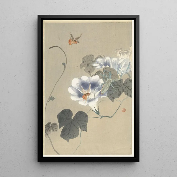 Insectos sobre la madreselva - Ohara Koson — cuadro enmarcado en la pared