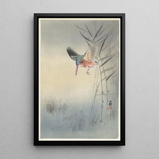 Ohara Koson - Kingfisher hunting for fish.webp